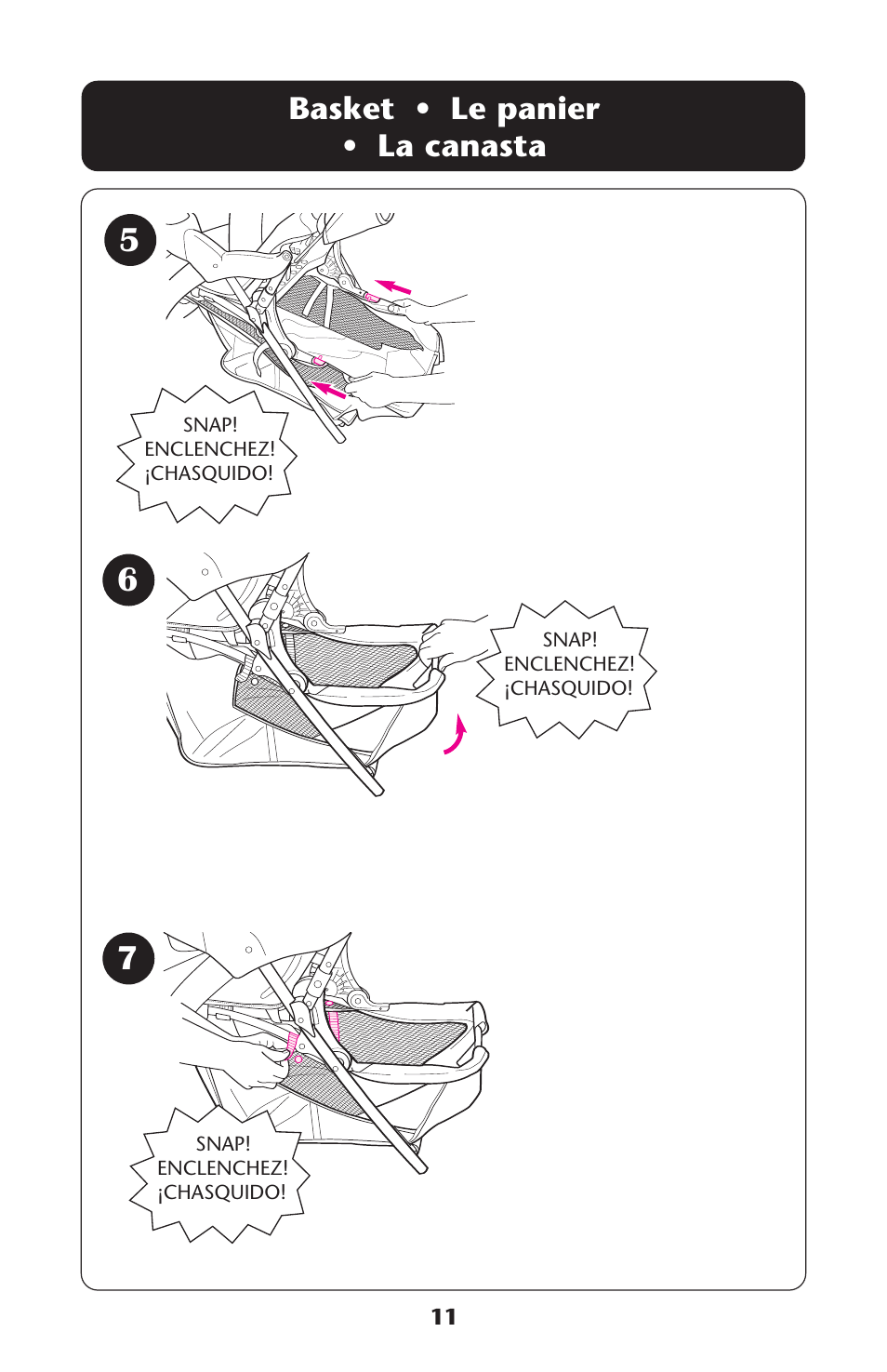 Basket • le panier • la canasta | Graco 7255JJB3 User Manual | Page 11 / 112