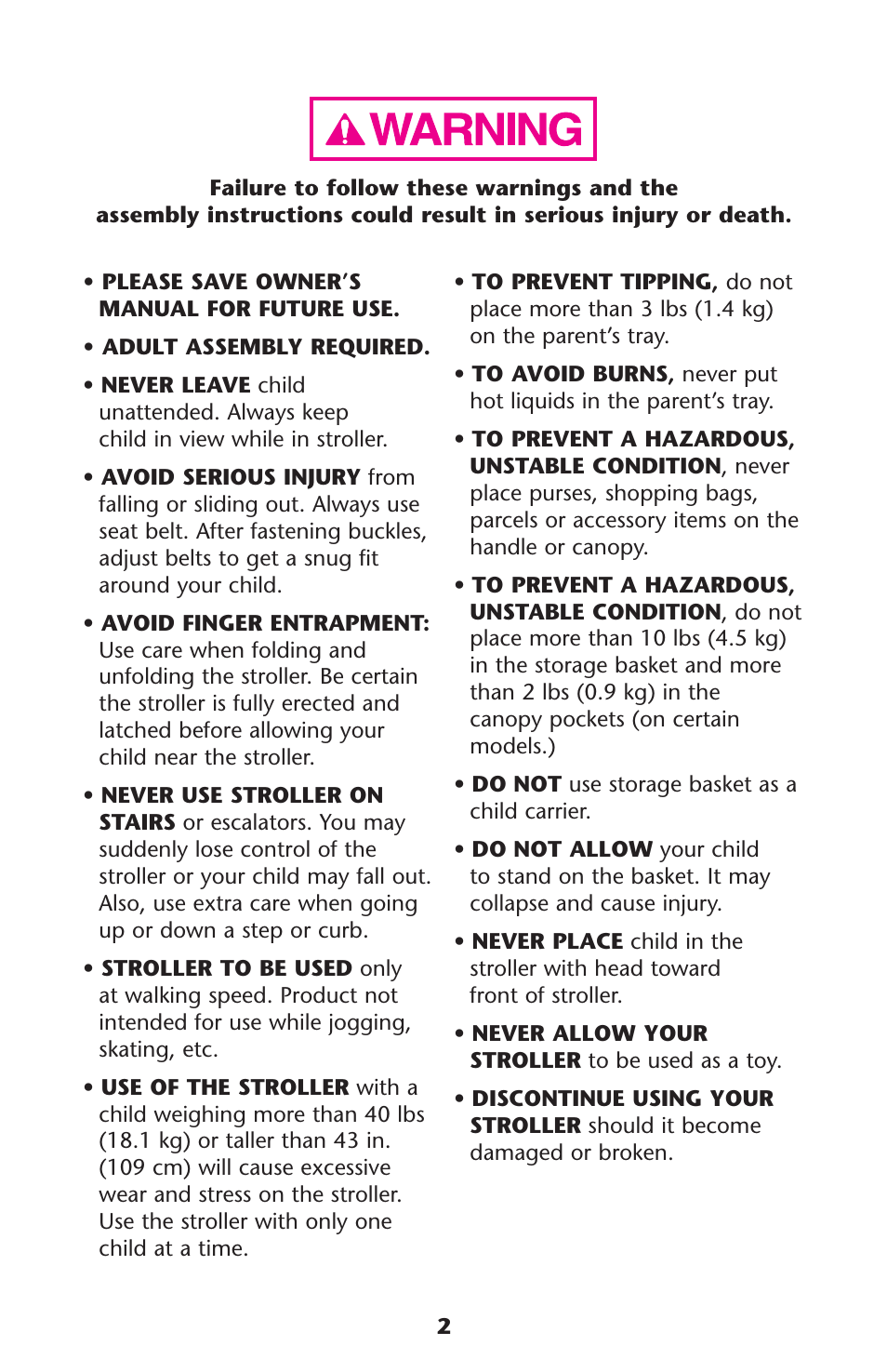 Graco 7255JJB3 User Manual | Page 2 / 112