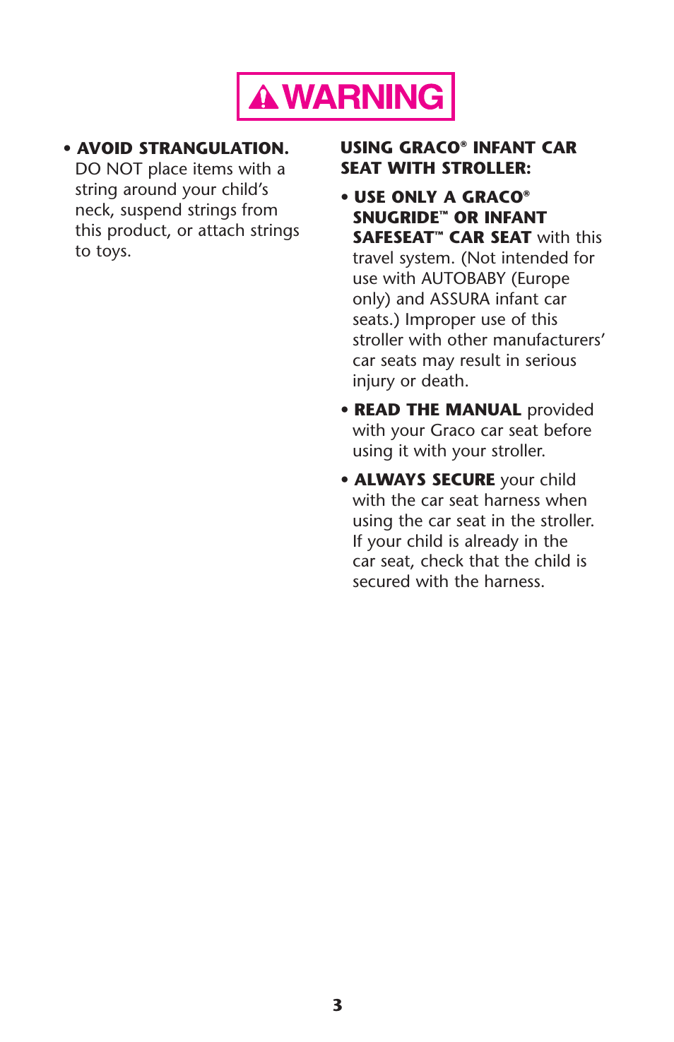 Graco 7255JJB3 User Manual | Page 3 / 112