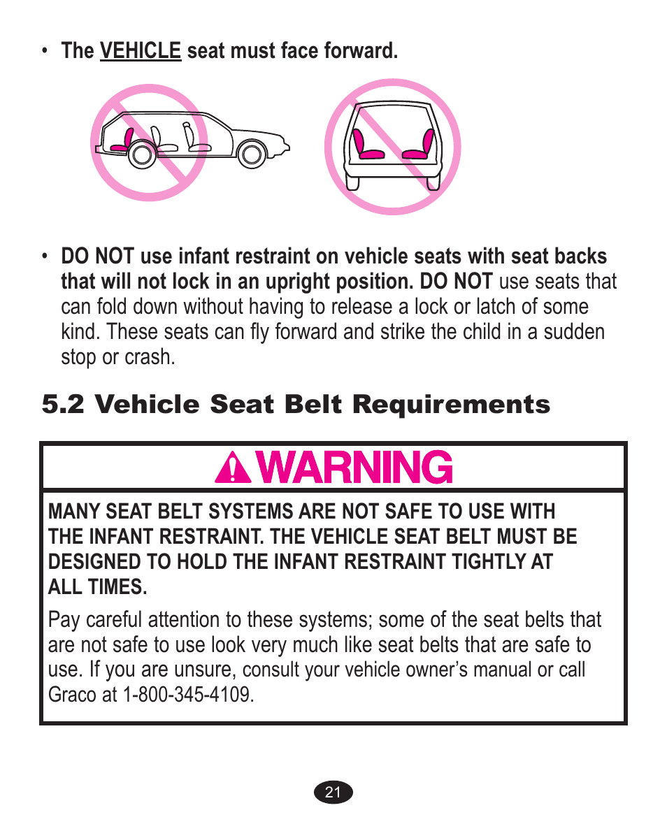 2 vehicle seat belt requirements | Graco 7255JJB3 User Manual | Page 53 / 112