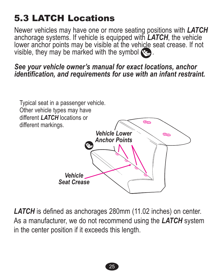 3 latch locations | Graco 7255JJB3 User Manual | Page 57 / 112