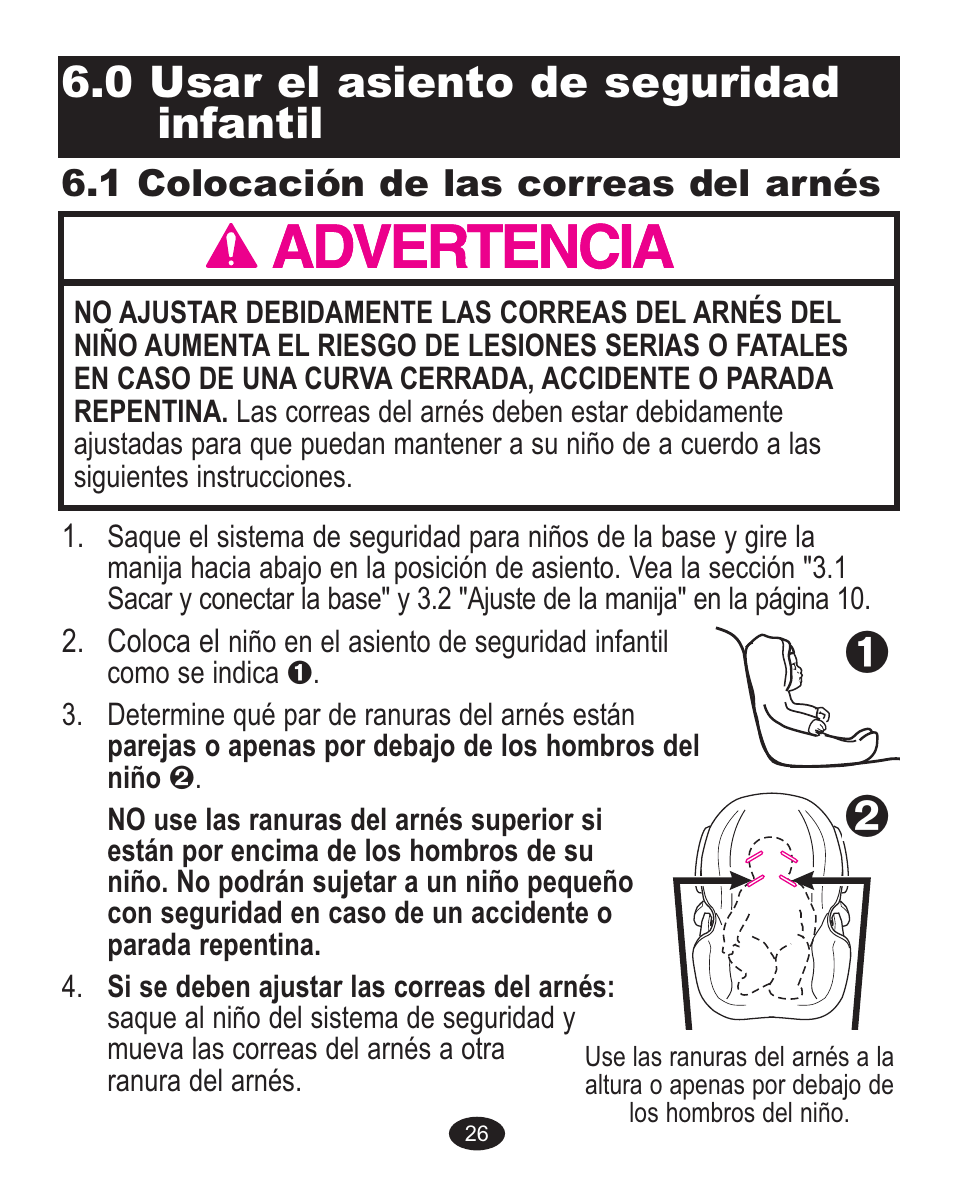 0 usar el asiento de seguridad infantil, 1 colocación de las correas del arnés | Graco 7255JJB3 User Manual | Page 98 / 112