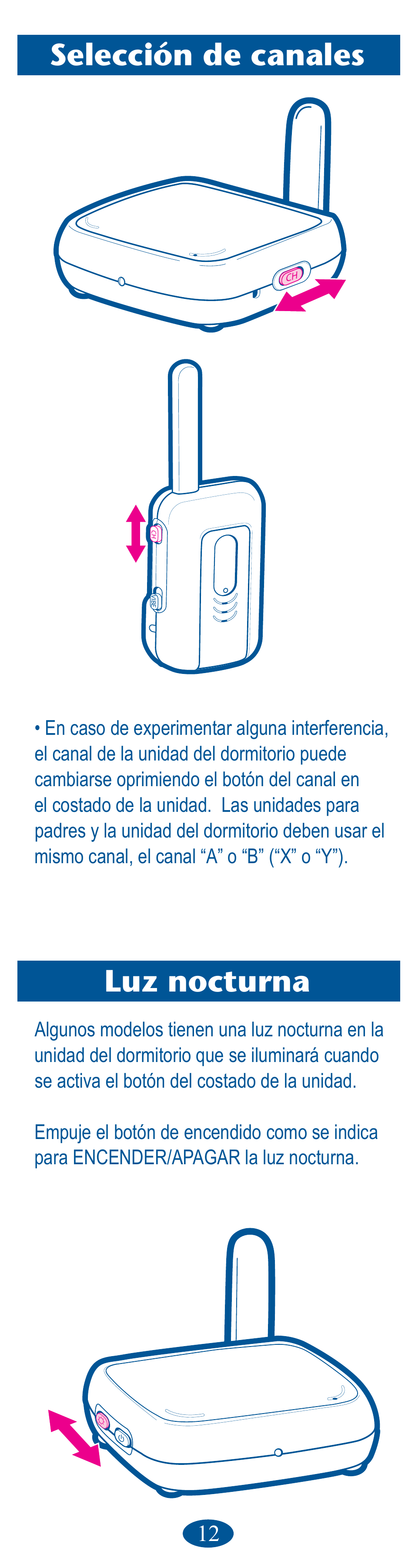 Selección de canales luz nocturna | Graco Ultra Clear PD106594B User Manual | Page 28 / 32