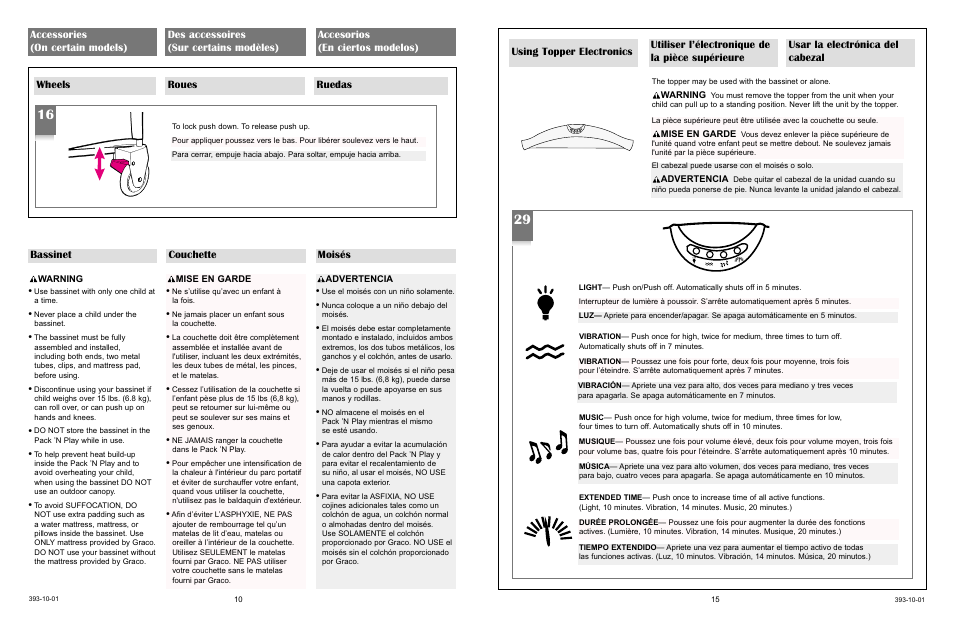 Bassinet couchette moisés | Graco 9852 User Manual | Page 15 / 21