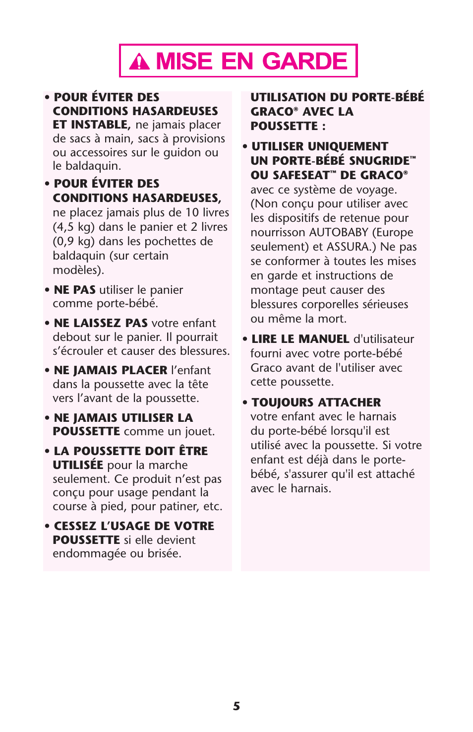 Graco ISPA173AB User Manual | Page 5 / 44