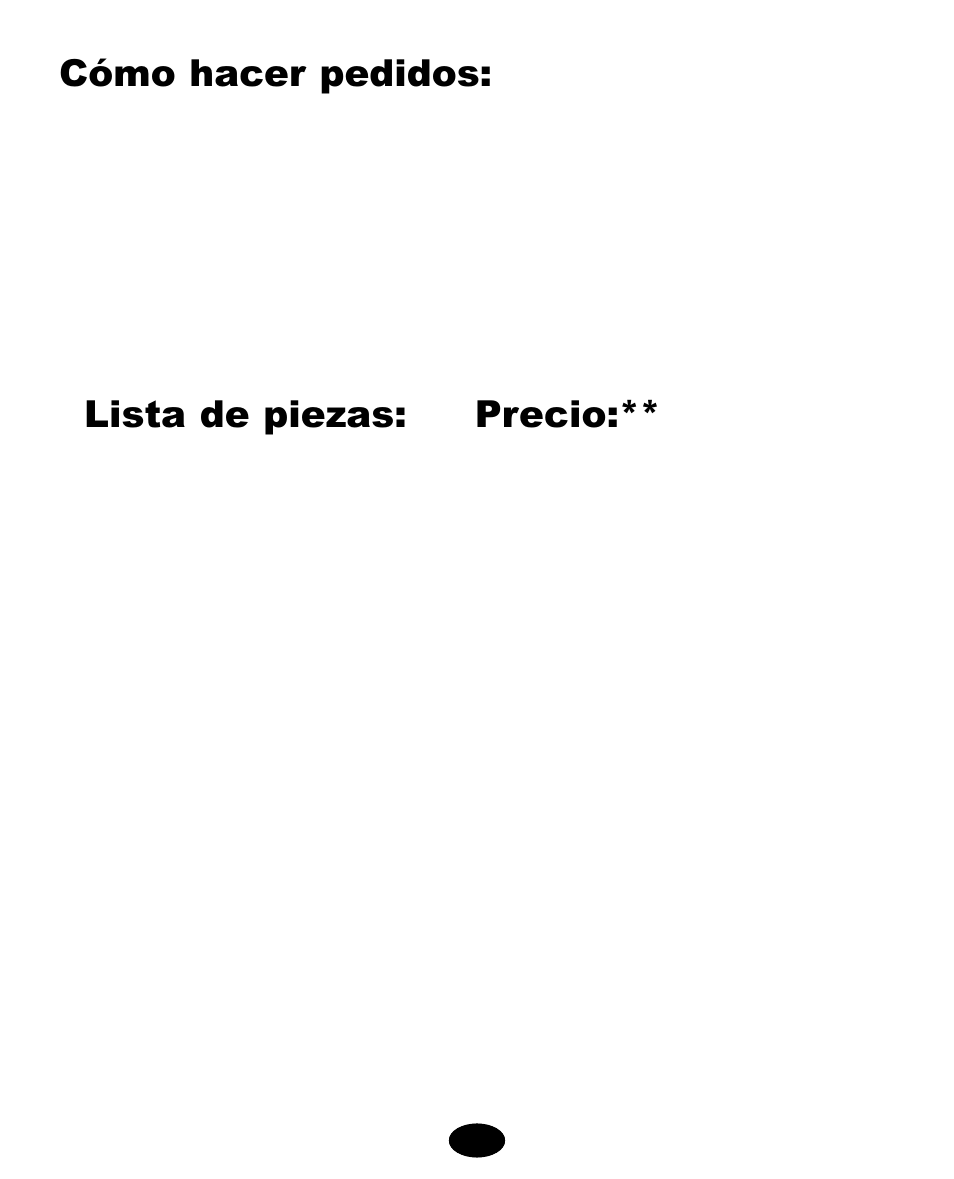 Si necesita ayuda, Cómo hacer pedidos, Lista de piezas | Precio | Graco 6110 User Manual | Page 126 / 128