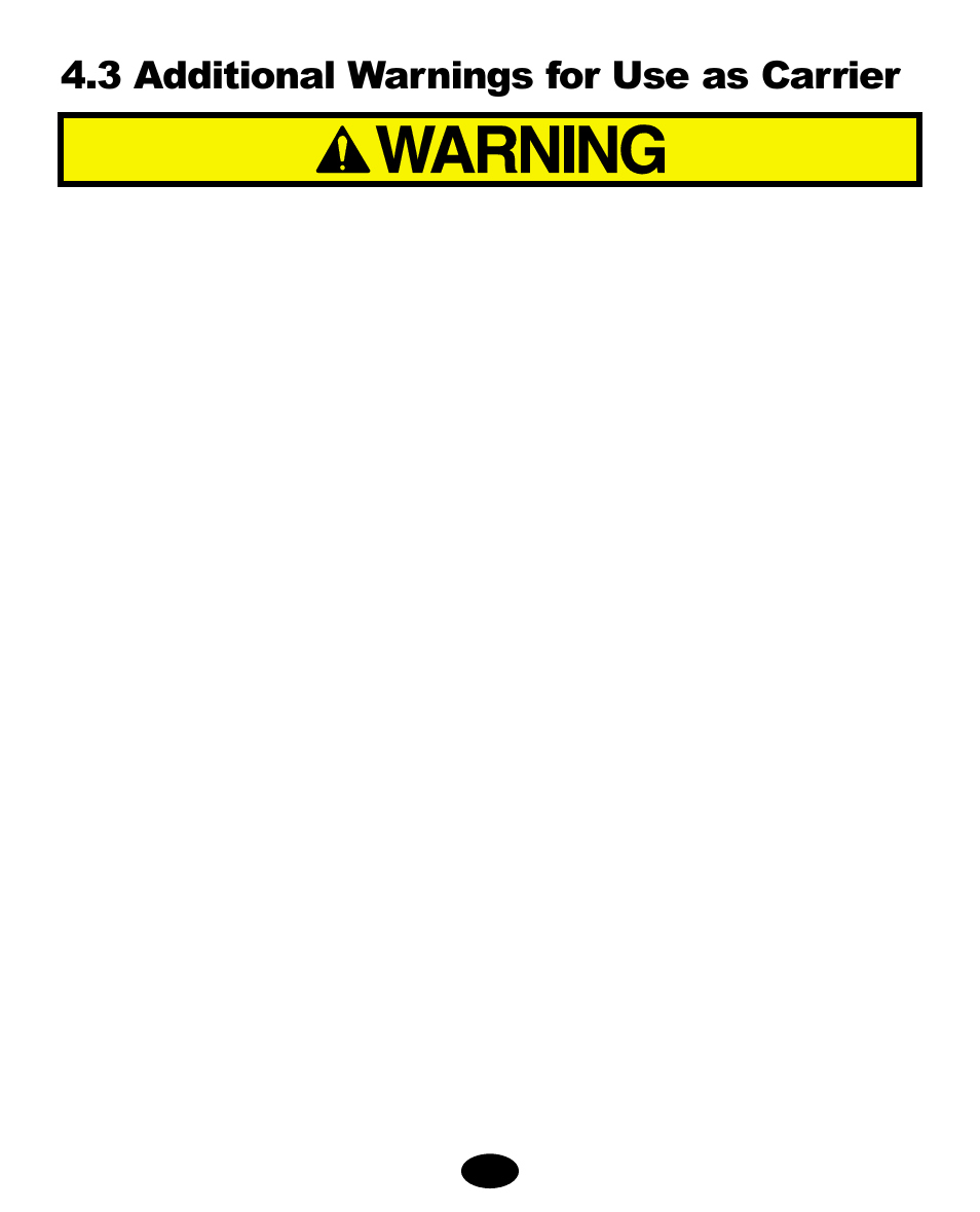 3 additional warnings for use as carrier | Graco 6110 User Manual | Page 55 / 128