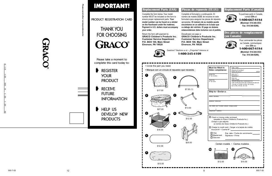 Important, Register, Your | Product, Receive, Future, Information, Help us, Develop new, Products | Graco 5610 User Manual | Page 12 / 18