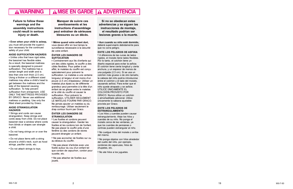 Warning advertencia mise en garde | Graco 5610 User Manual | Page 2 / 18