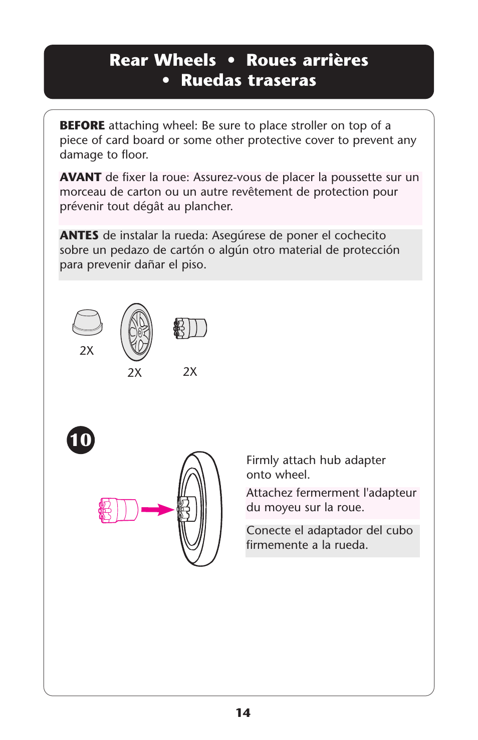 Rear wheels • roues arrières • ruedas traseras | Graco ISPA118AC User Manual | Page 14 / 110