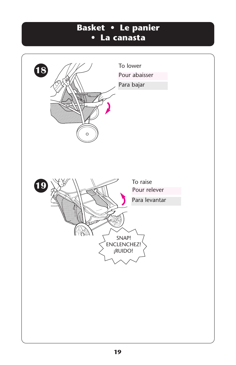 Basket • le panier • la canasta | Graco ISPA118AC User Manual | Page 19 / 110