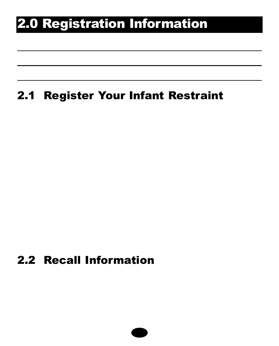 0 registration information, 1 register your infant restraint, 2 recall information | Graco ISPA118AC User Manual | Page 42 / 110