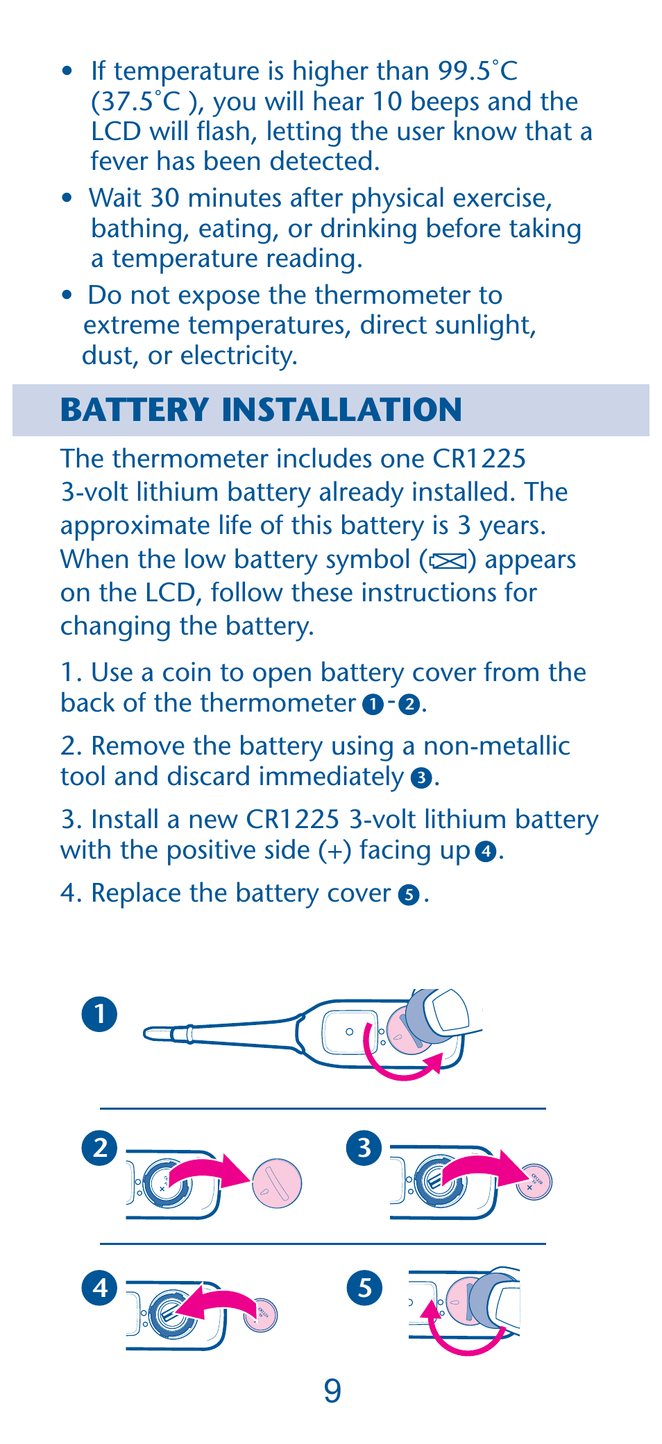 Battery installation | Graco PD135573A User Manual | Page 9 / 40