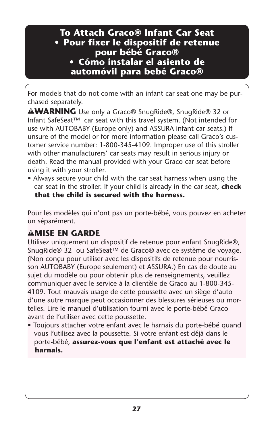 4o s pour s automøvil | Graco 1757083 User Manual | Page 27 / 136