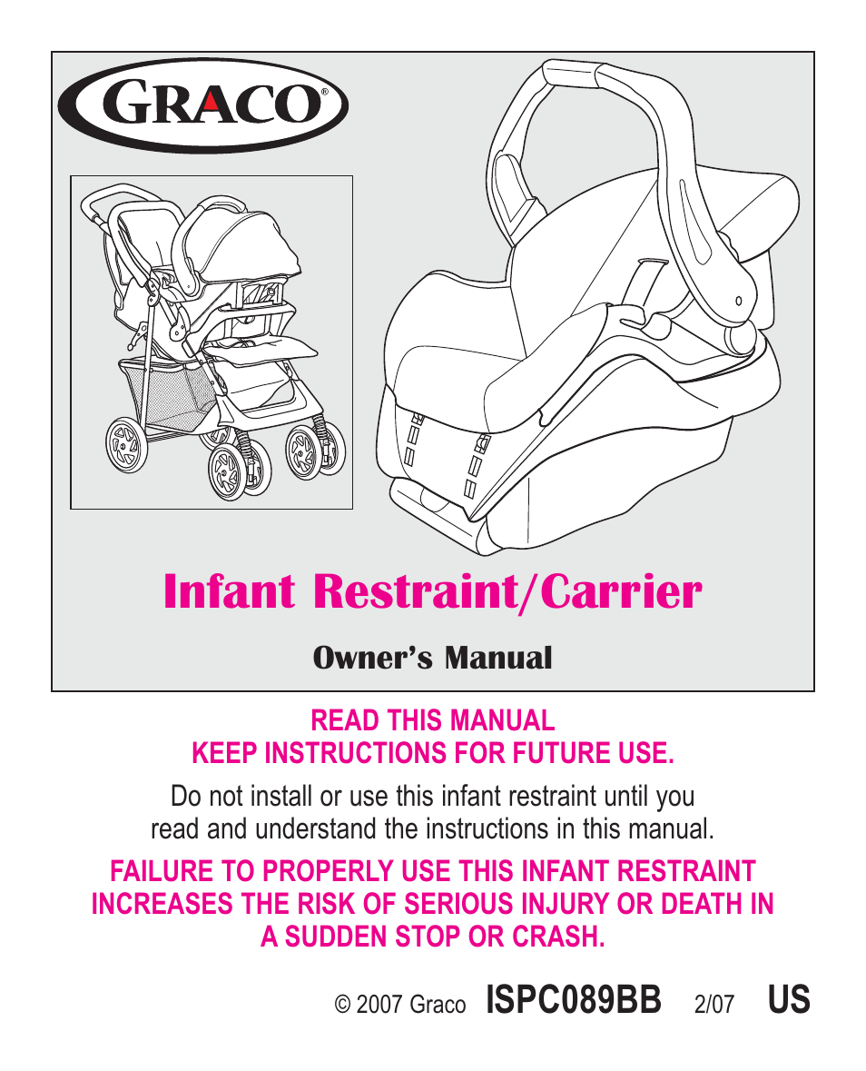 Infant restraint/carrier, Ispc089bb | Graco 1757083 User Manual | Page 41 / 136