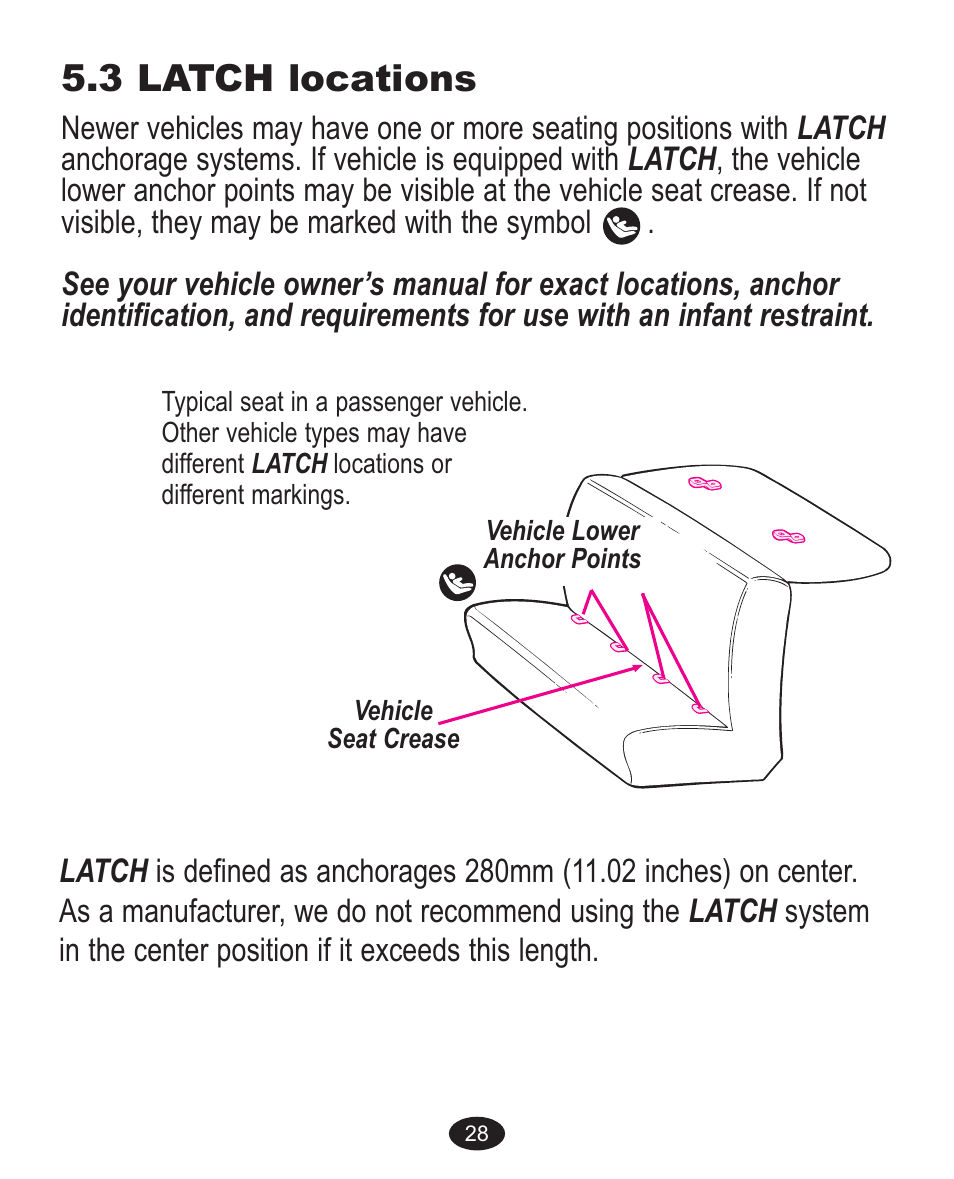 3 latch locations | Graco 1757083 User Manual | Page 68 / 136