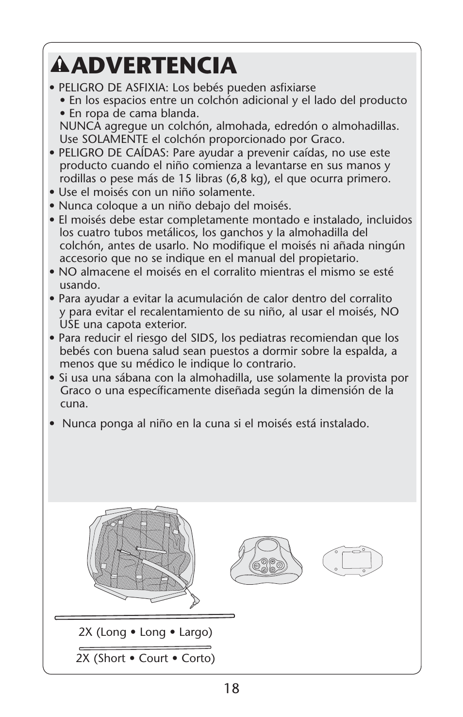 Advertencia | Graco Pack 'n Play ISPP119AC User Manual | Page 18 / 52