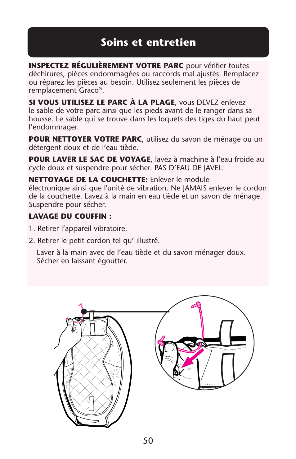 Soins et entretien | Graco Pack 'n Play ISPP119AC User Manual | Page 50 / 52