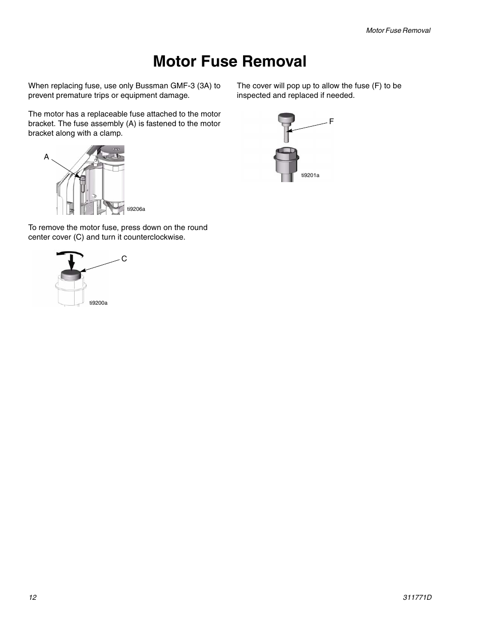 Motor fuse removal | Graco RTX-650 User Manual | Page 12 / 20
