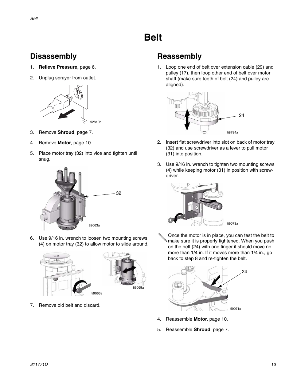 Belt, Ge 13, Disassembly | Reassembly | Graco RTX-650 User Manual | Page 13 / 20