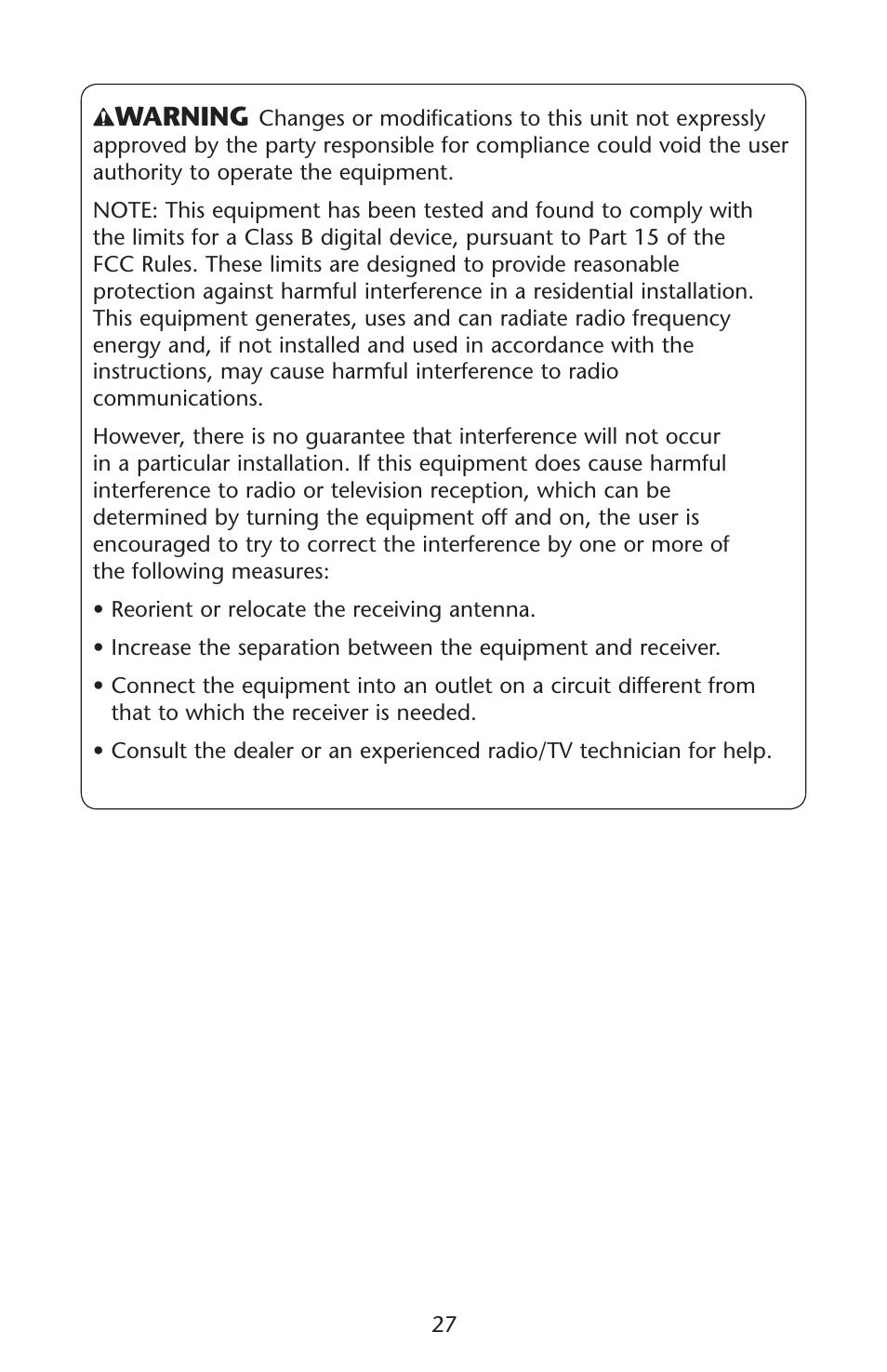 Warning | Graco Lovin' Hug PD120910A User Manual | Page 27 / 48