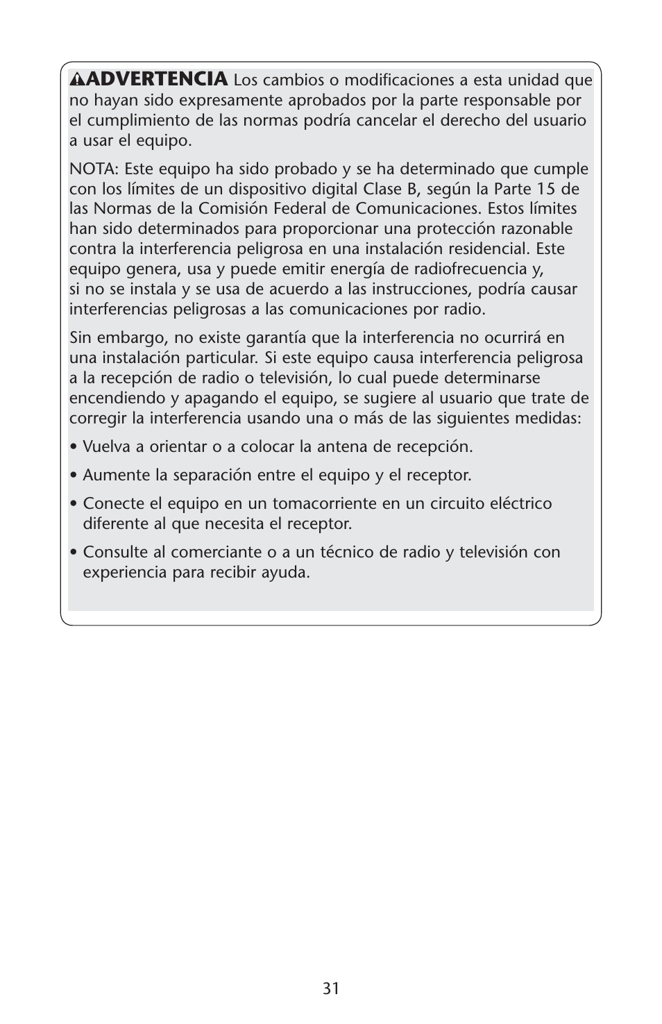 Advertencia | Graco Lovin' Hug PD120910A User Manual | Page 31 / 48