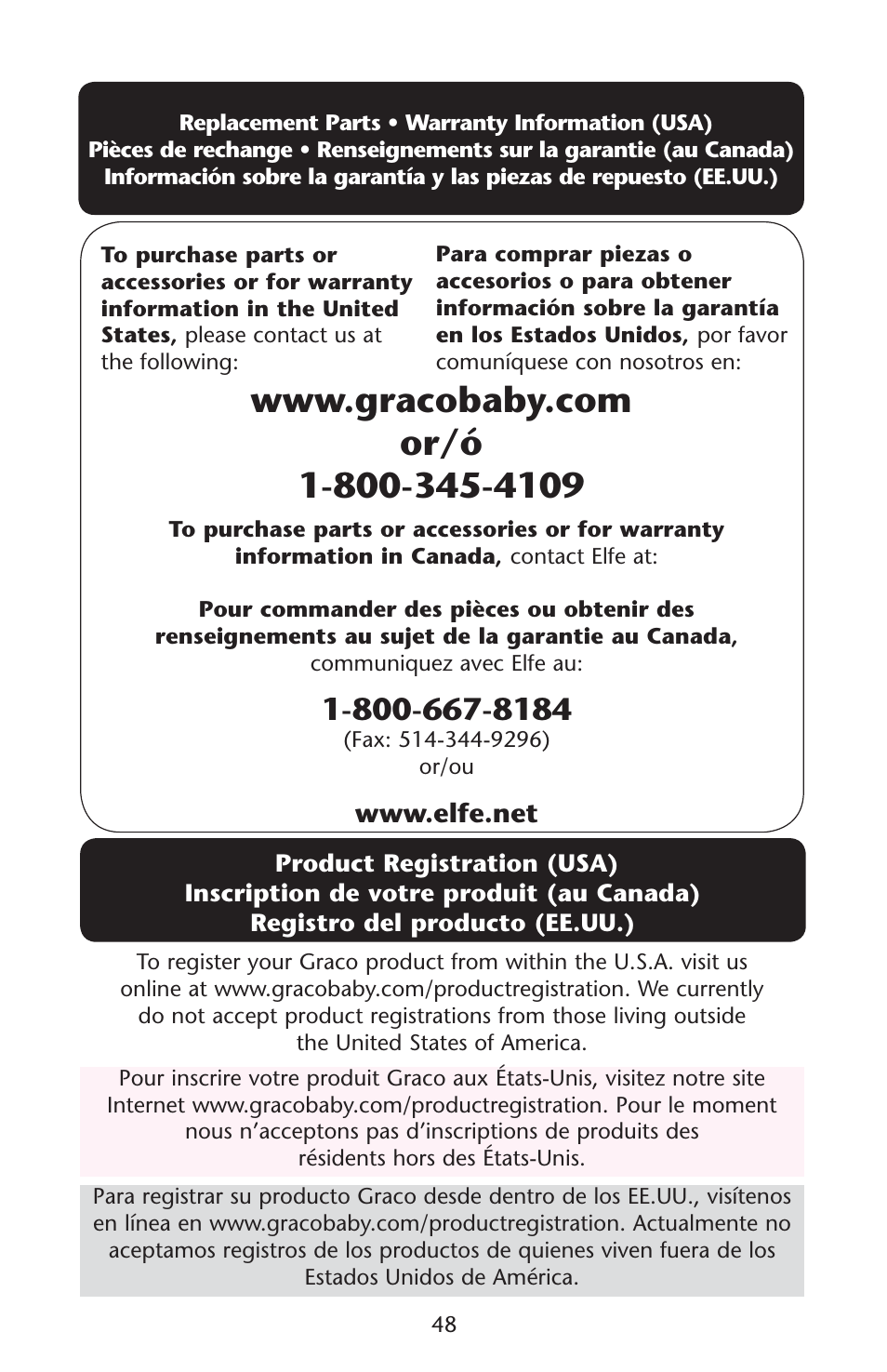 Graco Lovin' Hug PD120910A User Manual | Page 48 / 48