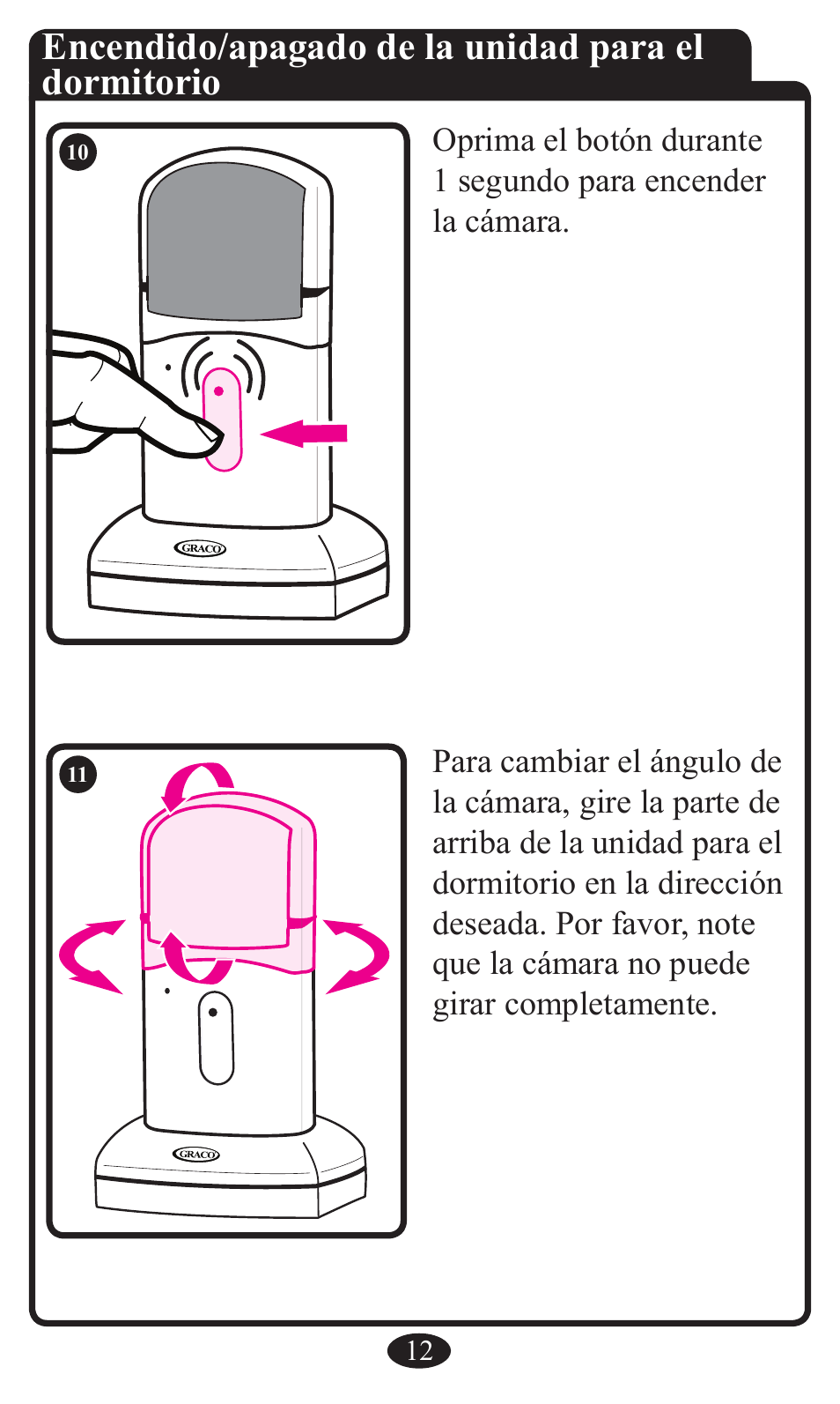 Encendido/apagado de la unidad para el dormitorio | Graco 2797 User Manual | Page 48 / 73