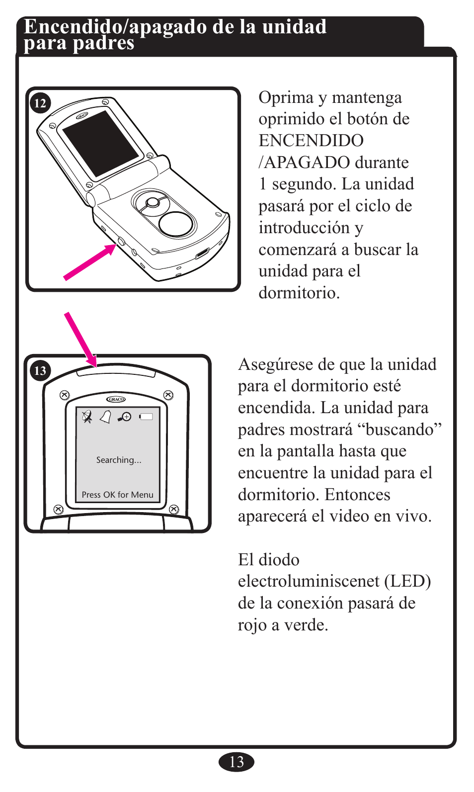 Encendido/apagado de la unidad para padres | Graco 2797 User Manual | Page 49 / 73