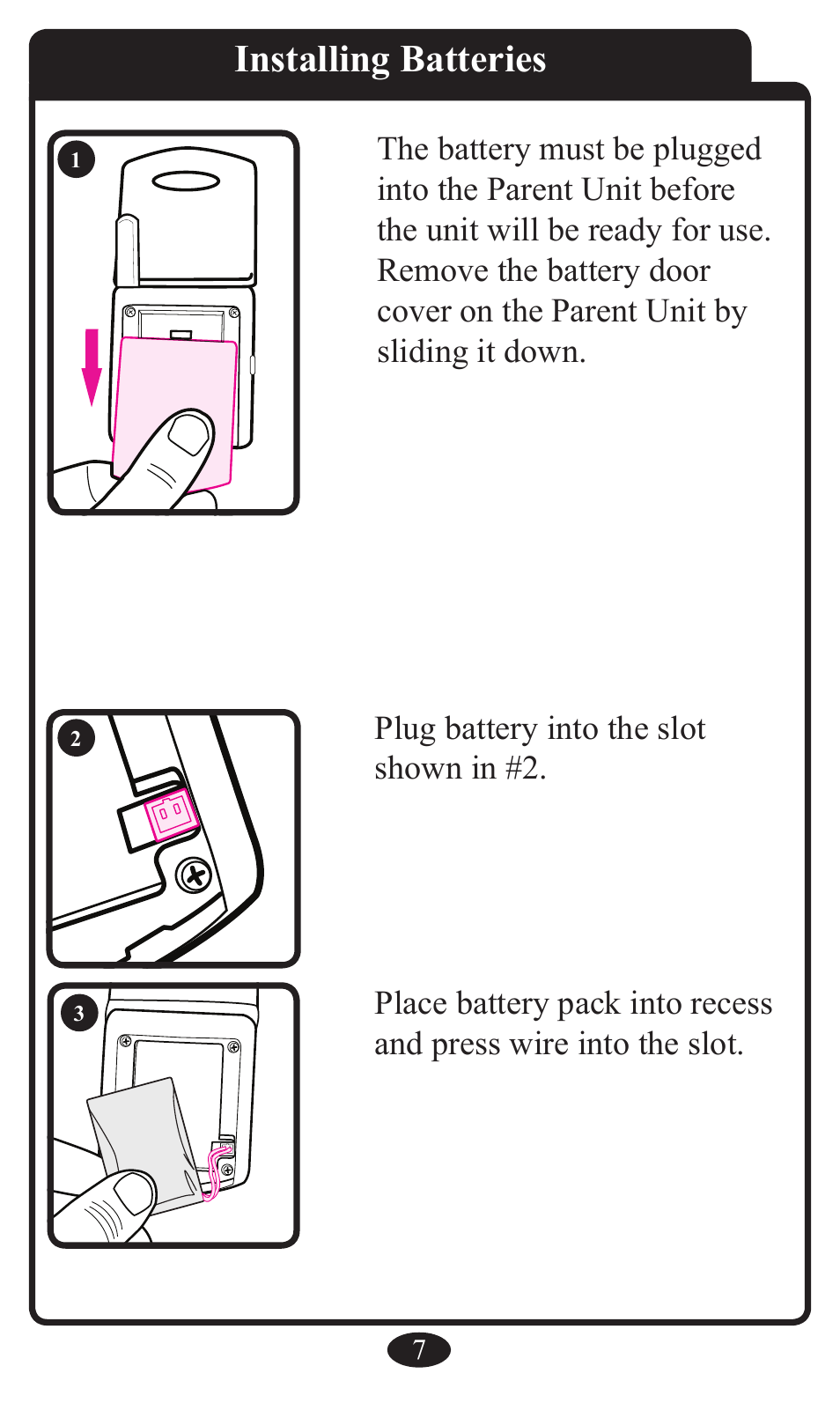 Installing batteries | Graco 2797 User Manual | Page 7 / 73