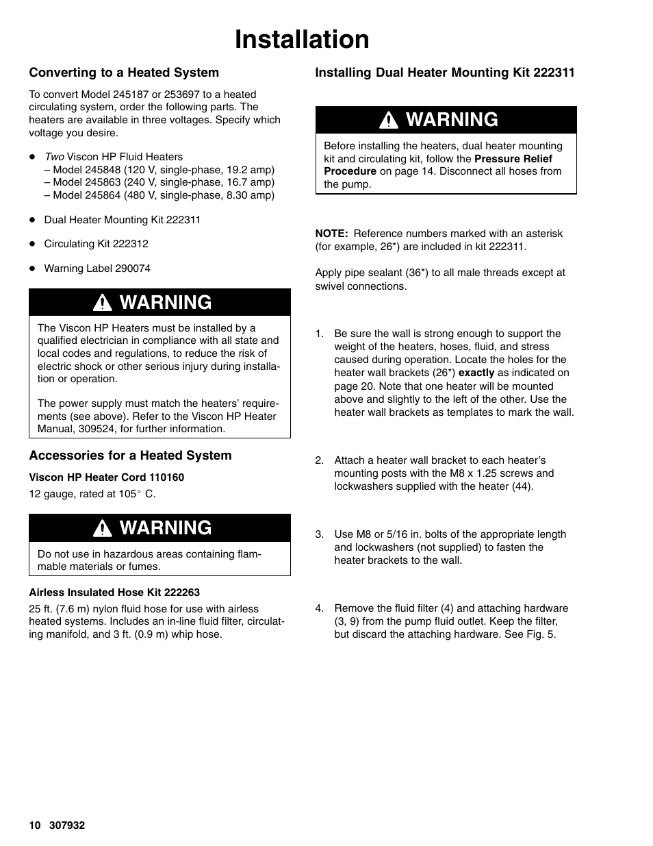 Installation, Warning | Graco Bulldog 245187 User Manual | Page 10 / 22