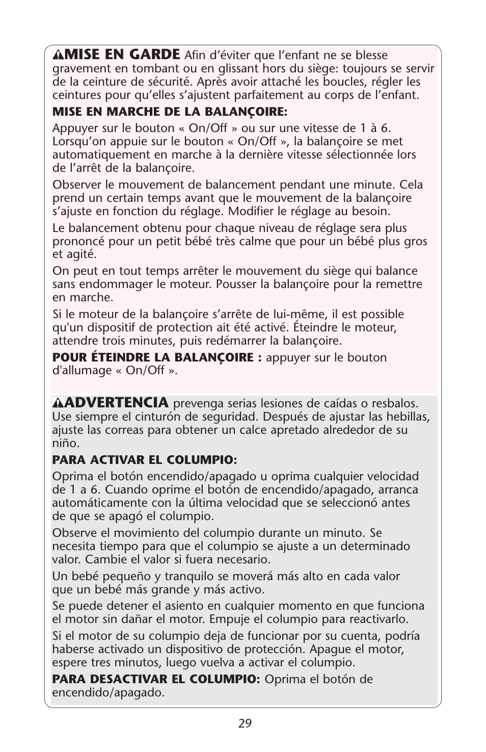 Graco Lovin' Hug 1760954 User Manual | Page 29 / 48