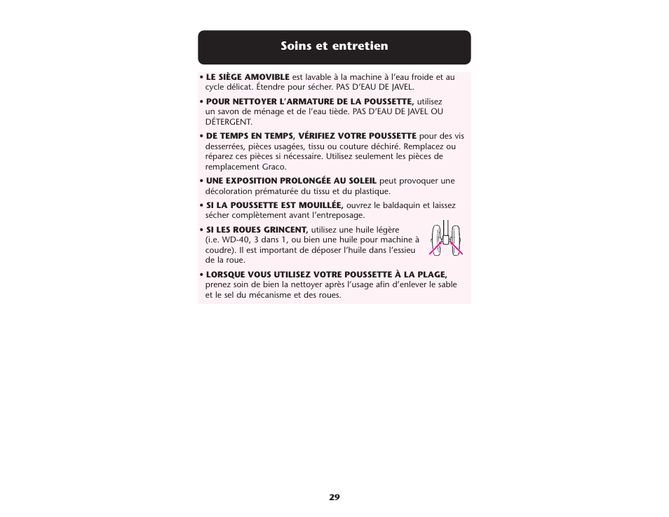 Soins et entretien | Graco ISPA089AE User Manual | Page 20 / 111