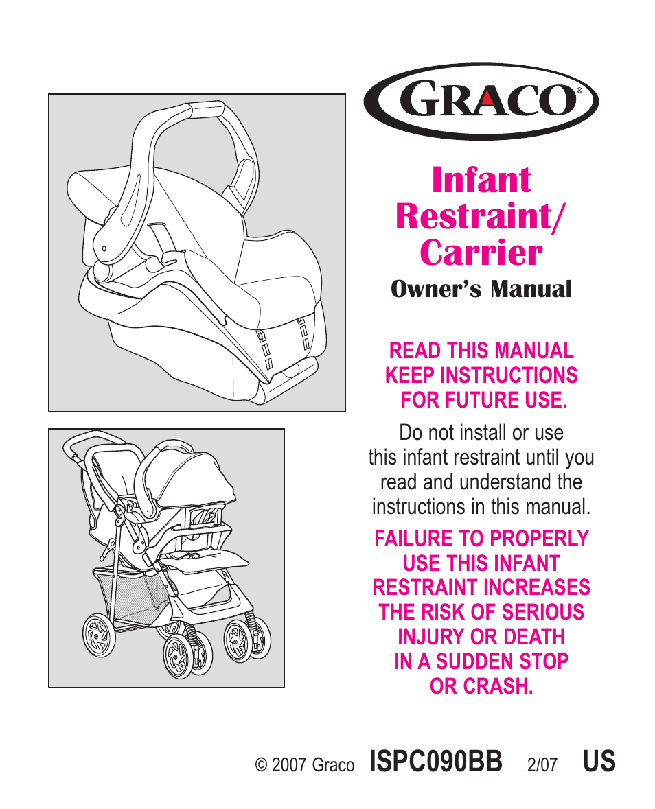 Infant restraint/ carrier, Ispc090bb | Graco ISPA089AE User Manual | Page 33 / 111