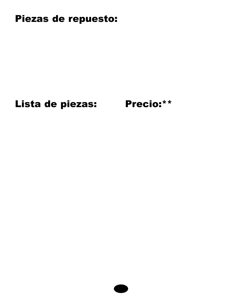 Si necesita ayuda, Piezas de repuesto, Lista de piezas | Precio | Graco 6900 User Manual | Page 110 / 112