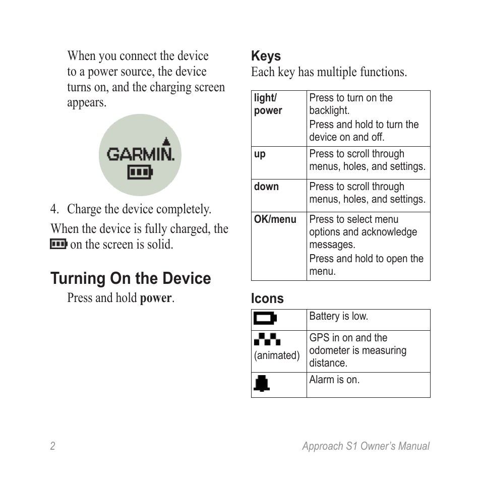 Urn on the device, Turning on the device | Graco APPROACH S1 User Manual | Page 4 / 12