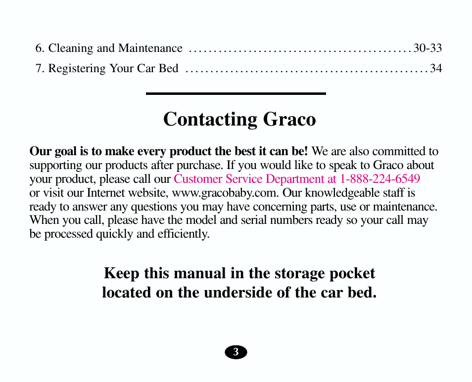 Contacting graco | Graco 8403 User Manual | Page 3 / 36