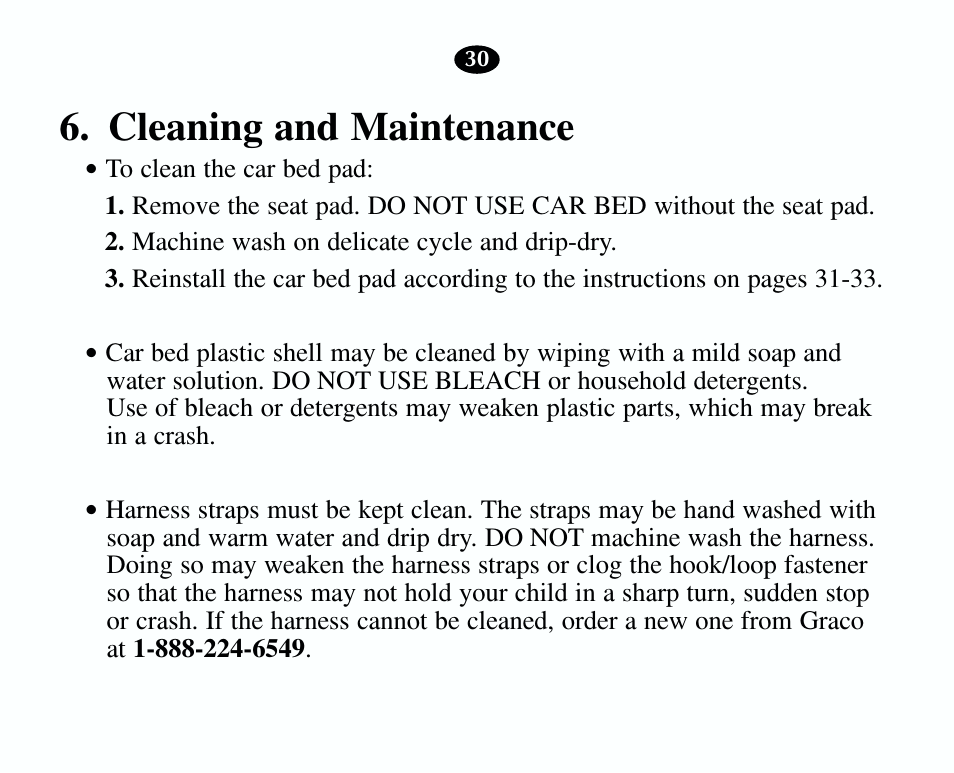 Cleaning and maintenance | Graco 8403 User Manual | Page 30 / 36