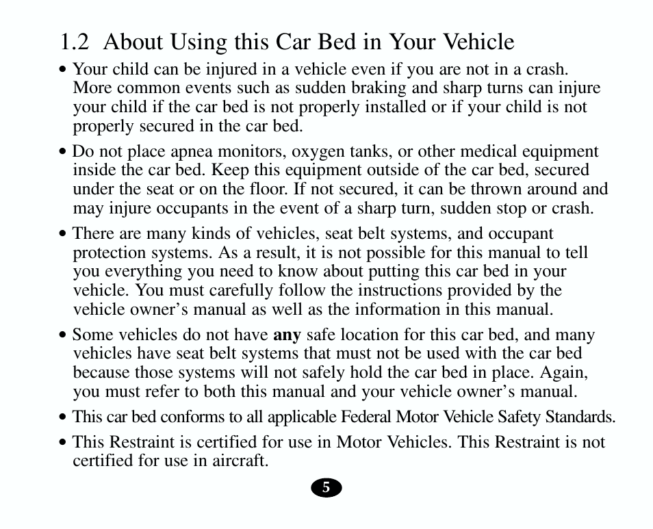 2 about using this car bed in your vehicle | Graco 8403 User Manual | Page 5 / 36