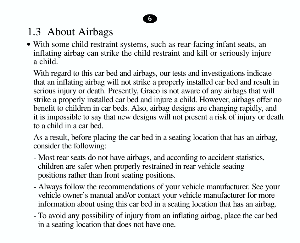 3about airbags | Graco 8403 User Manual | Page 6 / 36