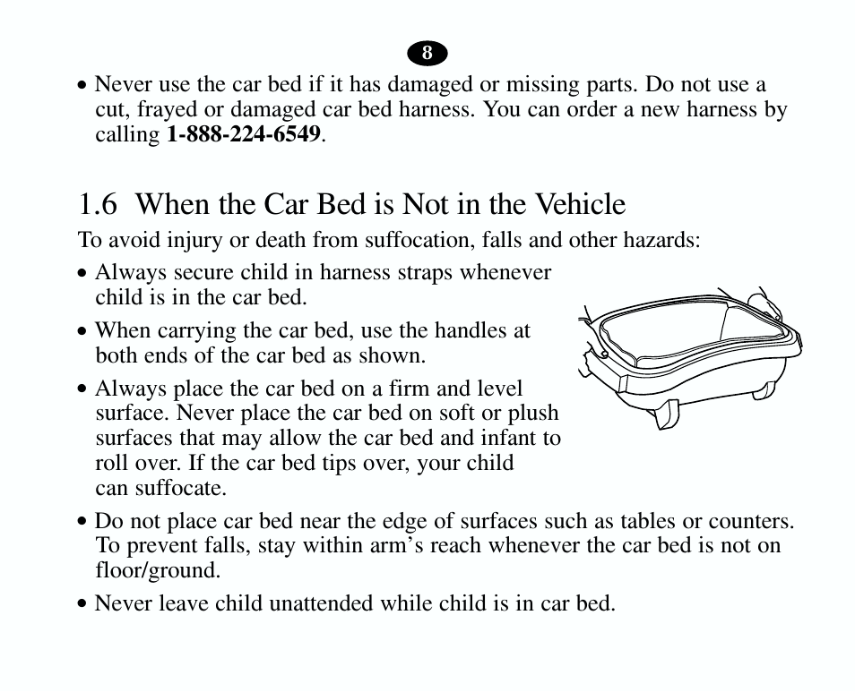 6 when the car bed is not in the vehicle | Graco 8403 User Manual | Page 8 / 36