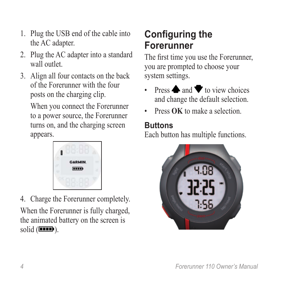 Configuring the forerunner | Graco FORERUNNER 110 User Manual | Page 4 / 16