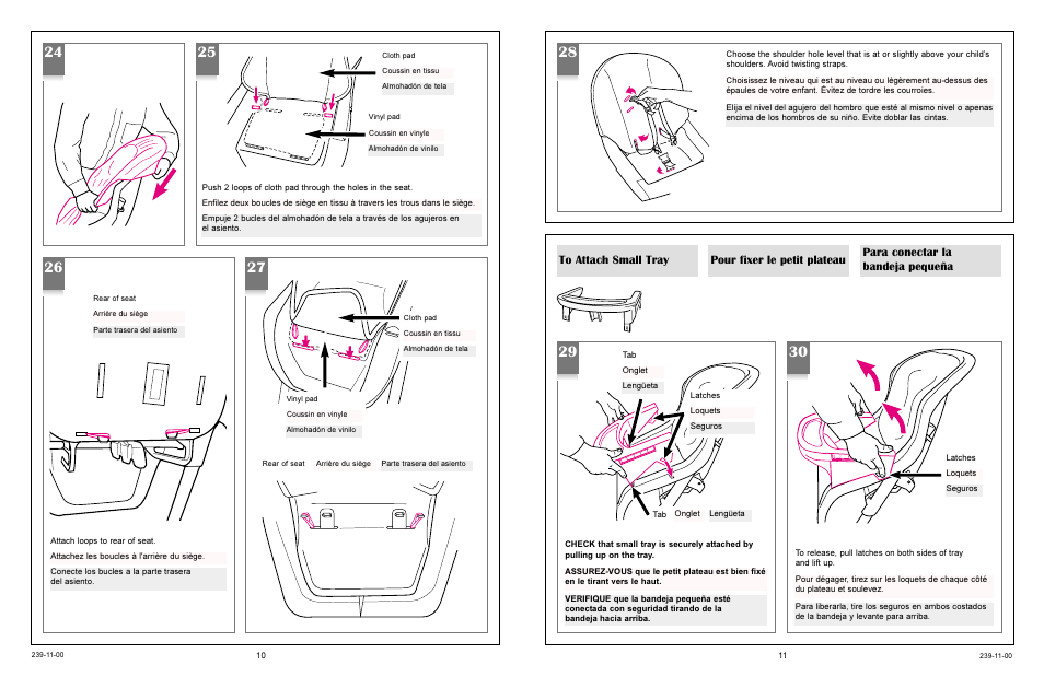 Pour fixer le petit plateau | Graco 3848 User Manual | Page 11 / 20