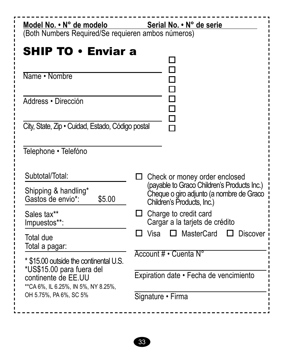 Ship to • enviar a | Graco 8474 User Manual | Page 66 / 66