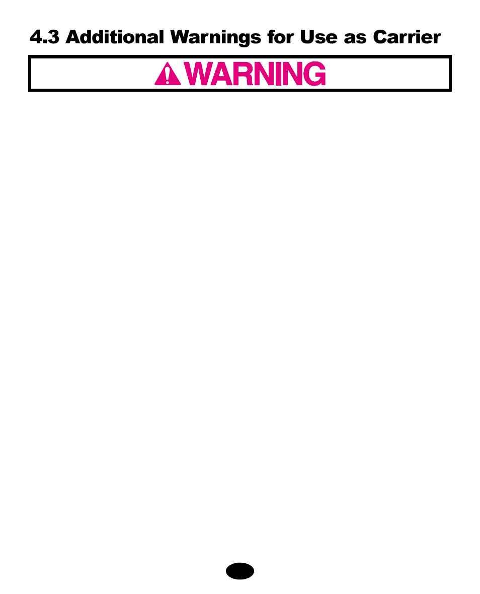 3 additional warnings for use as carrier | Graco ISPA008AA User Manual | Page 59 / 130