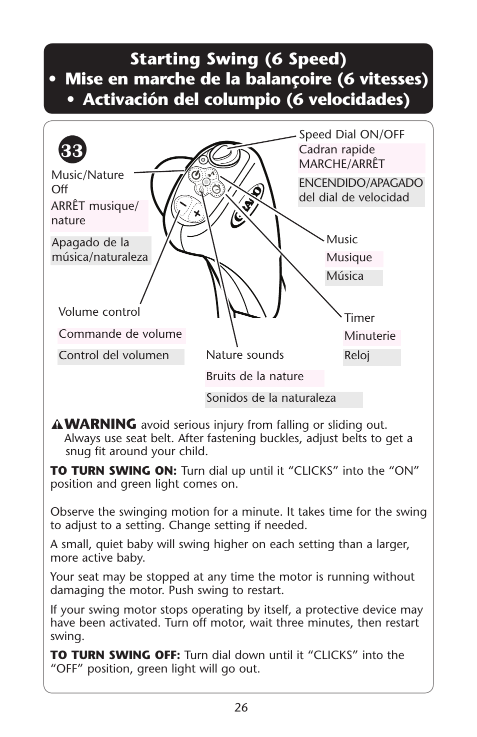 Graco Silhouette Swing User Manual | Page 26 / 44