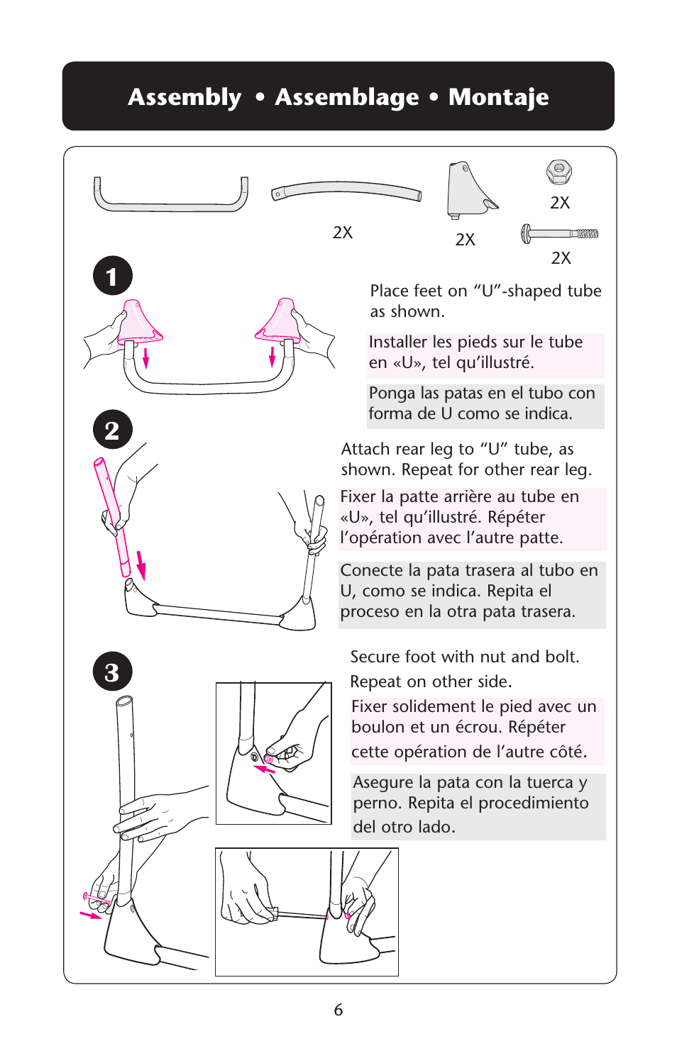 Assembly • assemblage • montaje | Graco Silhouette Swing User Manual | Page 6 / 44