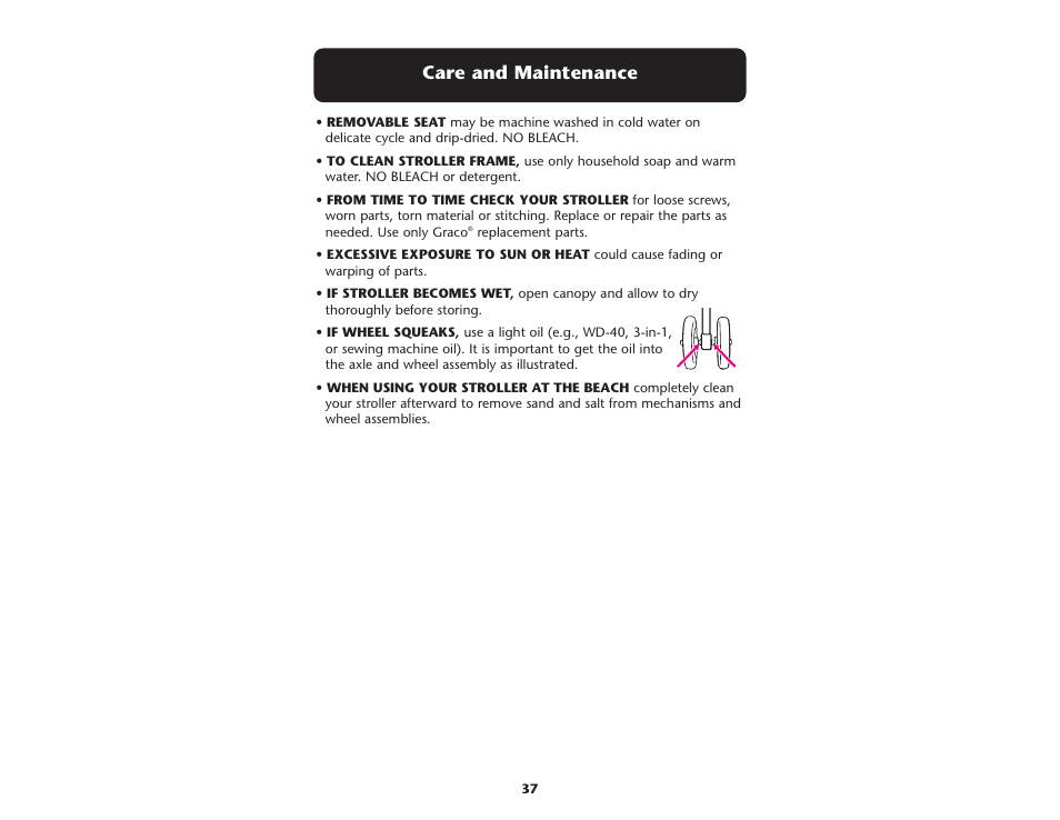 Care and maintenance | Graco ISPA237AA User Manual | Page 37 / 136