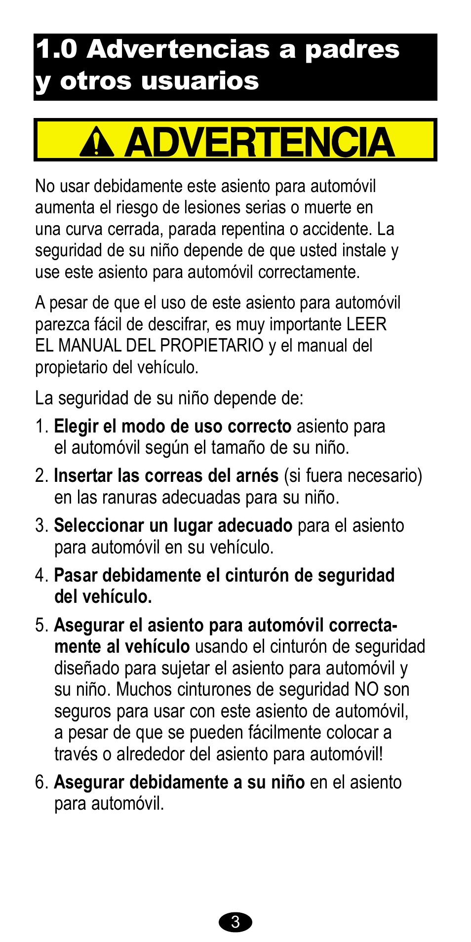 0 advertencias a padres y otros usuarios | Graco CarGo 8485 User Manual | Page 37 / 68