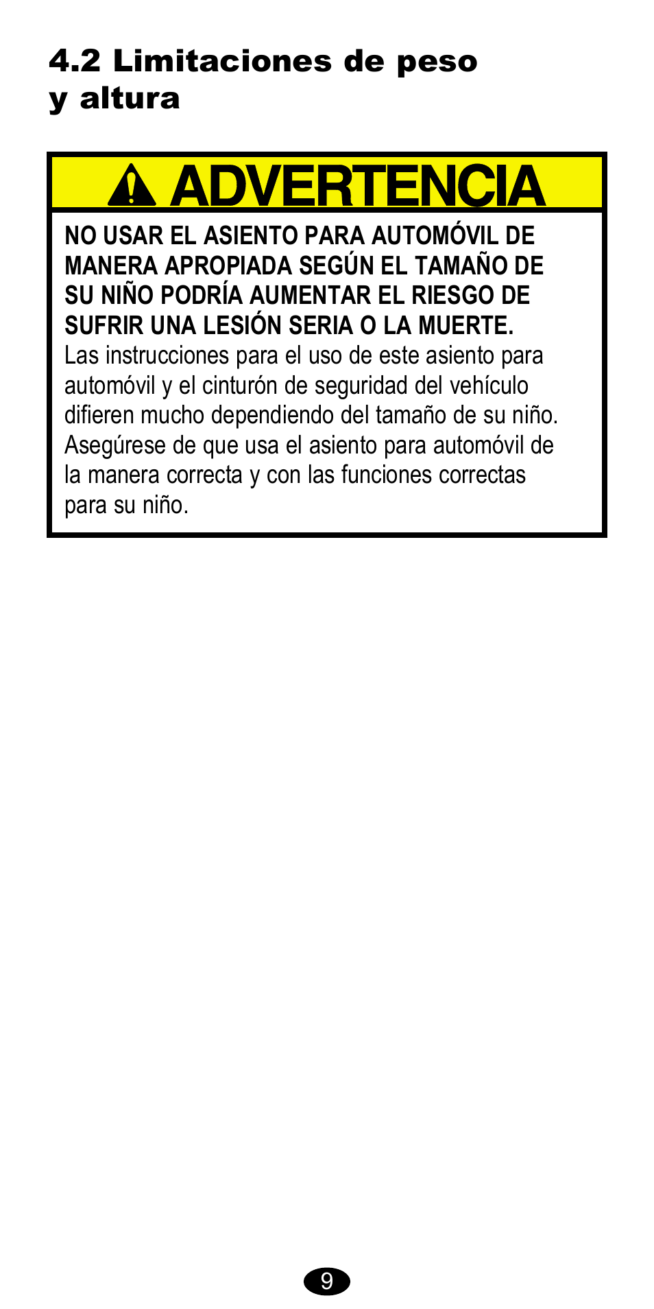 2 limitaciones de peso y altura | Graco CarGo 8485 User Manual | Page 43 / 68